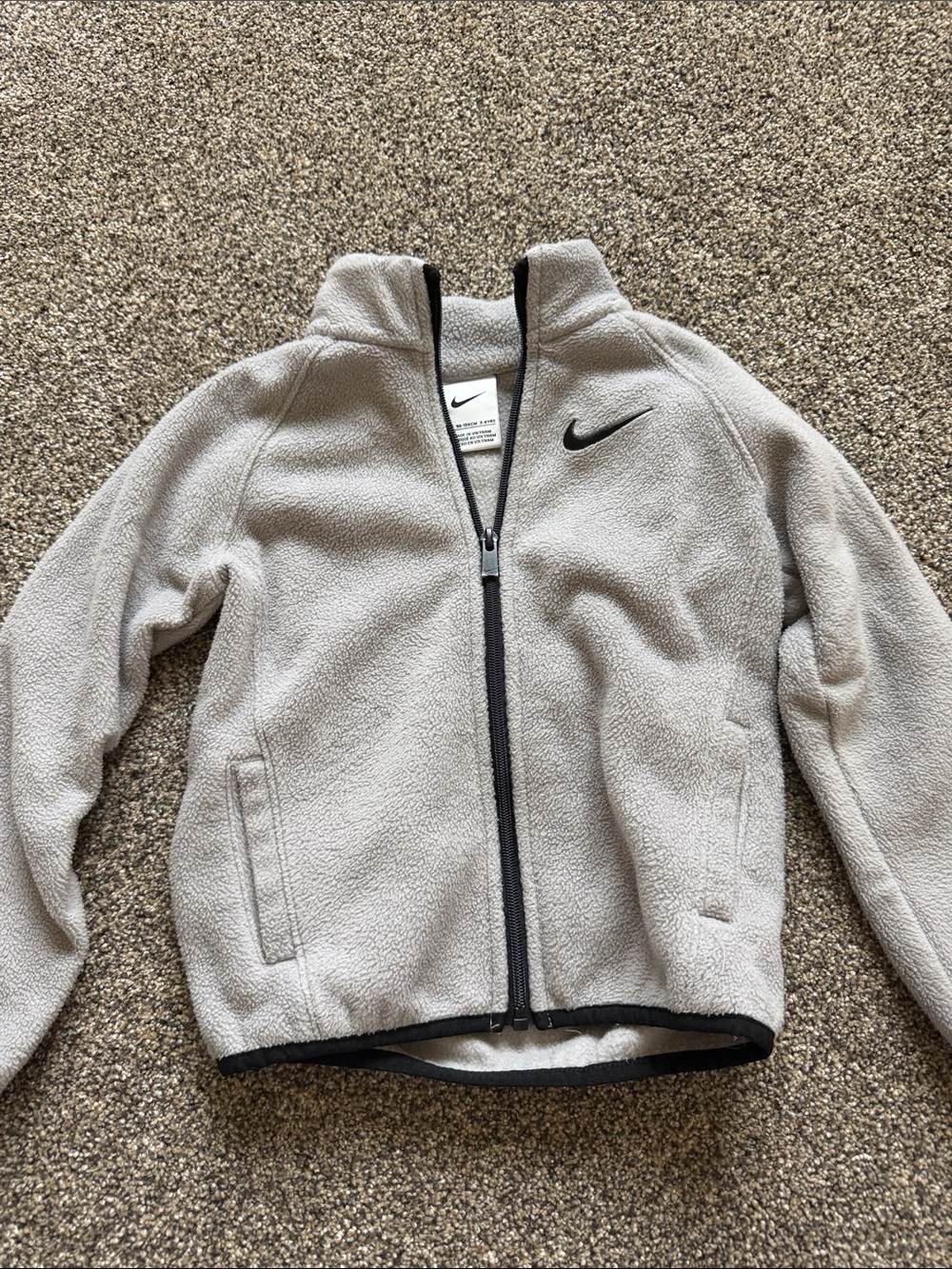 Nike Kids Light Gray Full-Zip Fleece Jacket